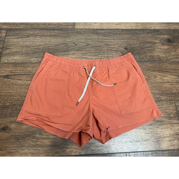 Vuori Ripstop Shorts Womens Medium Raw Hem Stretch Pockets Drawstring Coral - Picture 1 of 7